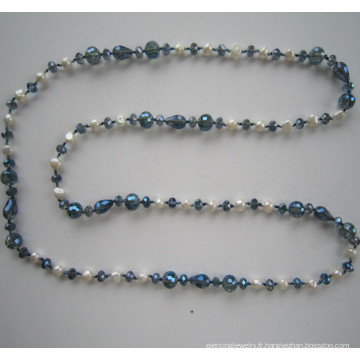 Collier en perles et cristaux de longue eau douce, Bijouterie de mode